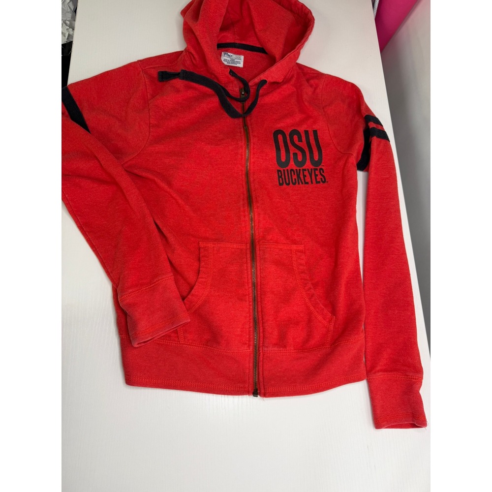 Pro Edge OSU Buckeyes Full Zip Hoodie Red Varsity Stripe Sweatshirt Small - Picture 7 of 8